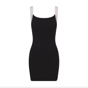 ANEMOS SQUARE NECK MINI TANK DRESS BLACK WHITE CONTRAST STRAP $245 NWT S